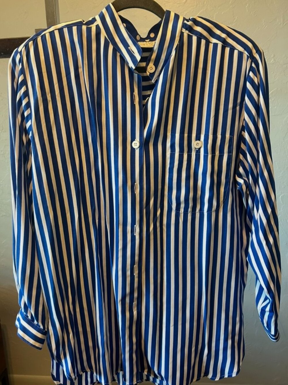 Doncaster Sport Blue and White Striped Button Down Top Size 12